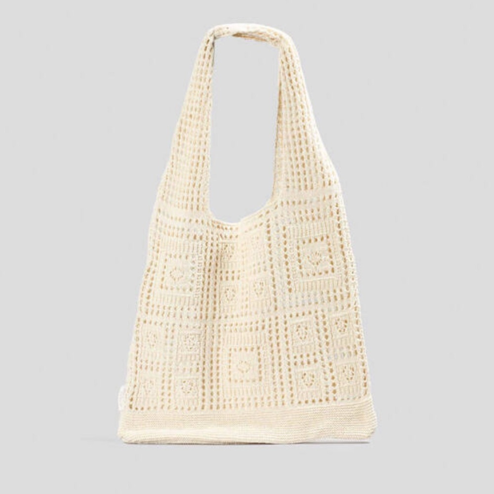 Elegant Cream Crochet Tote Bag